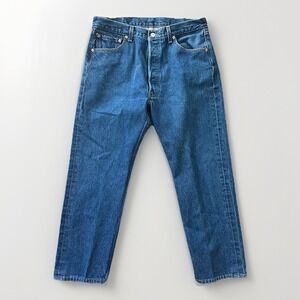 Vintage Levis 501XX Jeans‎ Mens 36x31 Short Blue 90s Raw Dark Denim 34x28